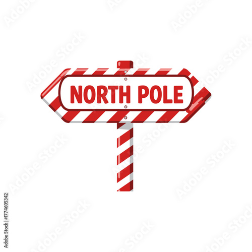 Festive North Pole direction sign