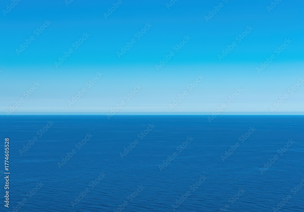 Fototapeta premium Vast blue expanse where the deep ocean meets the clear azure sky, creating a perfect, tranquil natural boundary line ,boundless ,environment ,summer