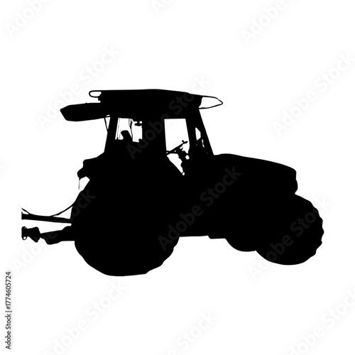 Silhouette of Tractor on white background.