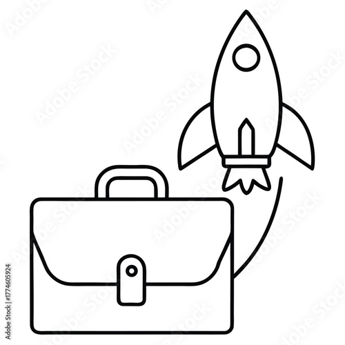 Briefcase with rocket launch metaphor symbolizes business startups innovation and growth opportunities