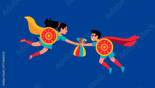 Brother and sister celebrating raksha bandhan, a festival love and protection