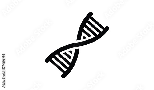 Simple black and white hand drawn dna helix illustration on white background