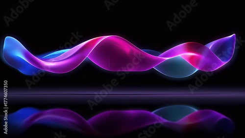 Abstract swirling wave forms glowing in neon colors