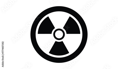 Black and white radioactive symbol icon on a white background