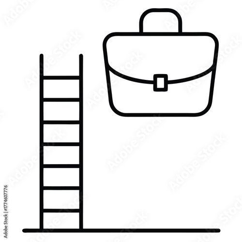 Ladder leading to briefcase icon symbolizing business career and success growth opportunity