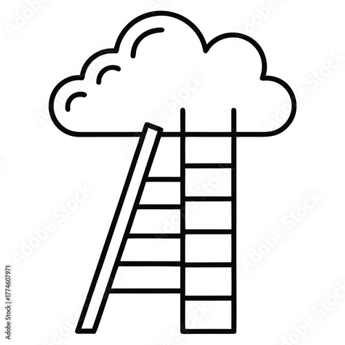 Reaching for the cloud ladder to success and aspiration concept illustration
