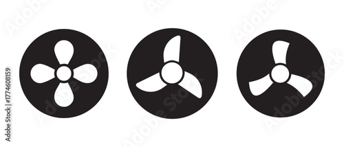 Fan Vector Set. Minimal Airflow Graphics for Mechanical & Interface Use.