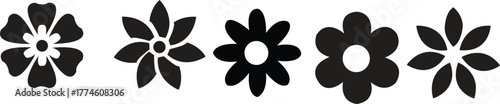 flowers icons in black flat style .Flowers icon vector set. garden illustration sign collection. Flora symbol or logo. Modern simple flower isolated on transparent background.