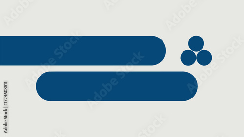 Two horizontal blue rounded rectangles and a cluster of three circles on a light gray background