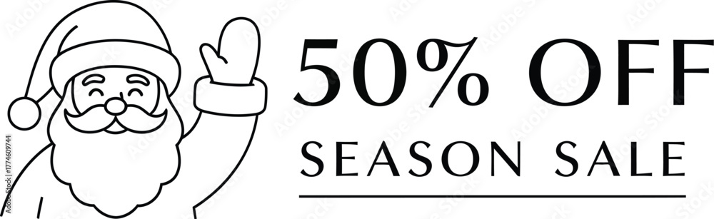 Obraz premium Santa announces 50% off season sale for holiday shopping