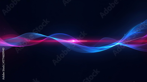 Abstract Glowing Light Waves in Dark Background for Modern Technology and Design Concepts