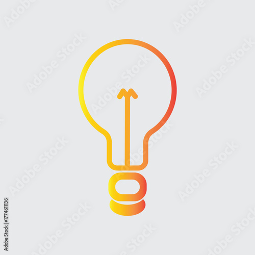 Bright idea concept with a glowing gradient light bulb outline