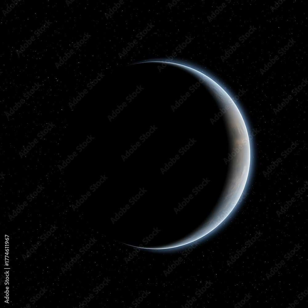Obraz premium Crescent Venus - A Glimpse of the Veiled Planet in the Night Sky.