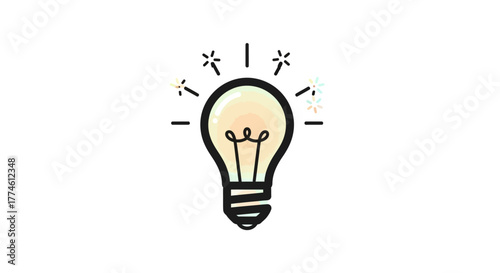 Simple Light Bulb Idea Icon Illustration of a glowing lightbulb representing concepts like innovation and creativity