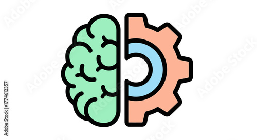 Artificial intelligence icon Brain and gear representing AI technology and innovation concept