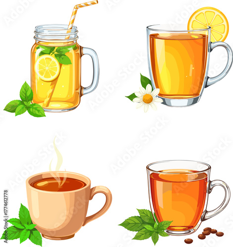 Refreshing glass of lemon tea with mint leaves, representing freshness, detox, and the natural energy of citrus herbal infusion on a bright day