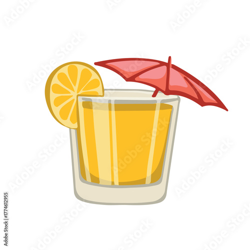 Pina Colada cocktail with umbrella illustration
