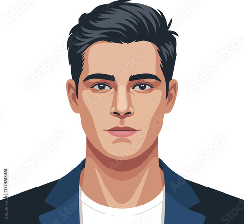 Confident young businessman in a suit with a handsome smile looking at the camera