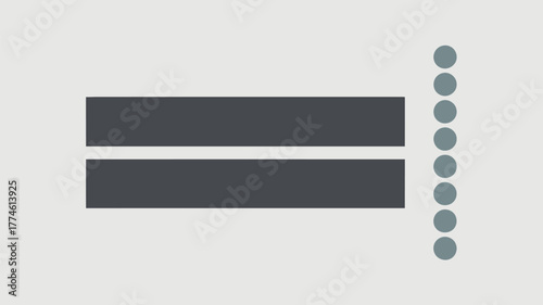 Two gray horizontal bars parallel with a vertical row of gray circles on a light gray background
