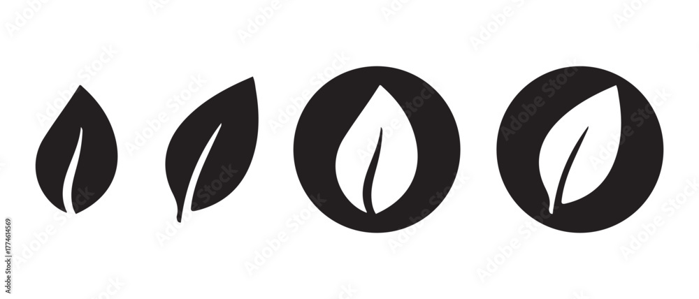 Schilderij op canvas Leaf Icon Set