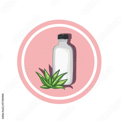 A bottle of cleansing milk with aloevera, illustration