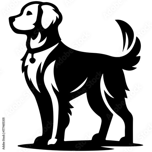 vector illustration of a black dog