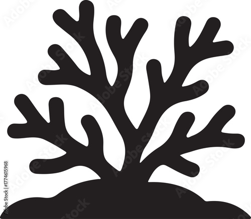 Branching coral vector icon representing marine life underwater ecosystems and ocean biodiversity