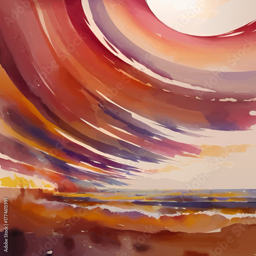 watercolor ocean wave vector painting illustration