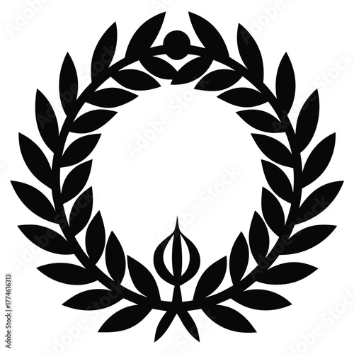A laurel wreath with a decorative element representing success
