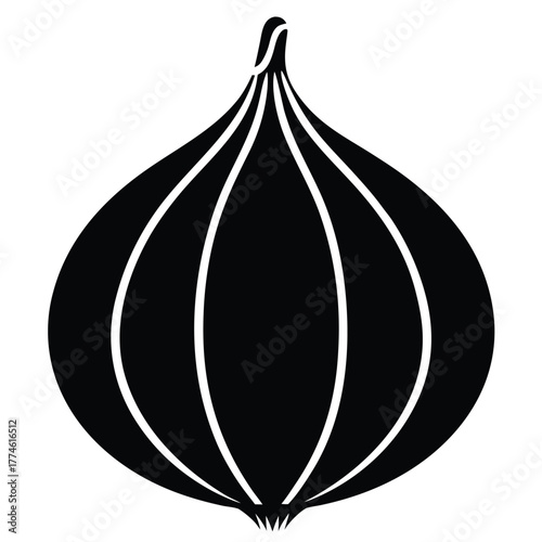 Silhouette of an onion, a common vegetable used in cooking