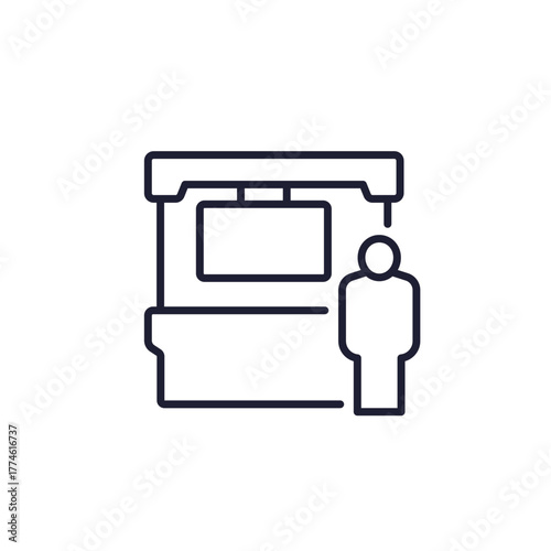 booth icon, exhibition stand and exhibitor line design