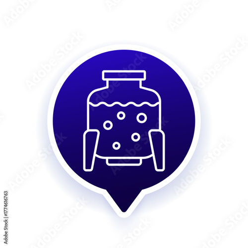 Bioreactor tank icon, line design