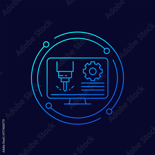 CAD icon, Computer-Aided Design, linear vector