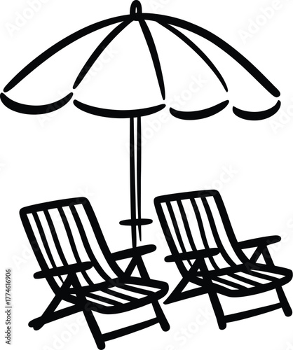 Beach Chairs Umbrella Silhouette Bundle outdoor relaxation