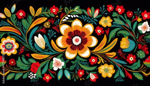 colorful floral polish folk embroidery