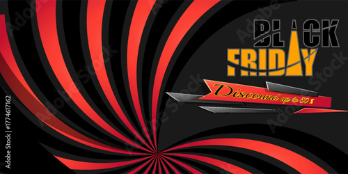 black friday sale banner template design for print ads and social media posts with black background