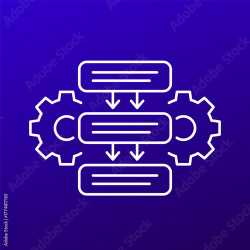 procedures icon with gears, line design