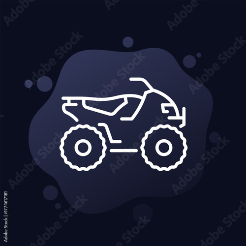 quad bike icon, all terrain vehicle, ATV line vector