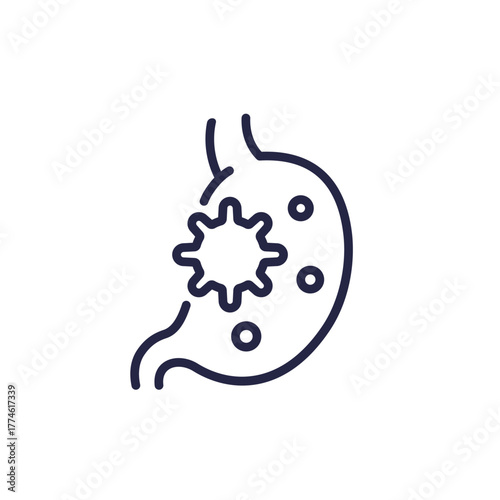 Stomach virus line icon on white