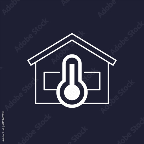 temperature icon with house, vector