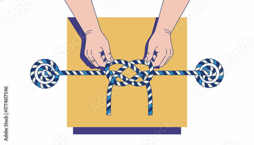 Hands Tying a Strong Knot: Symbolizing Teamwork, Partnership, and Secure Business Connection.