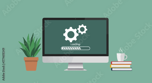 Computer System Update Flat Design - Software & Settings Icon