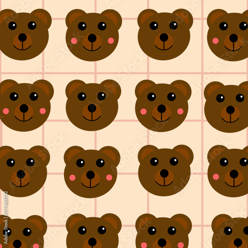 seamless pattern with teddy bears smiles for nursery wallpaper, ornament, decoration, fabric design for kids, etc
