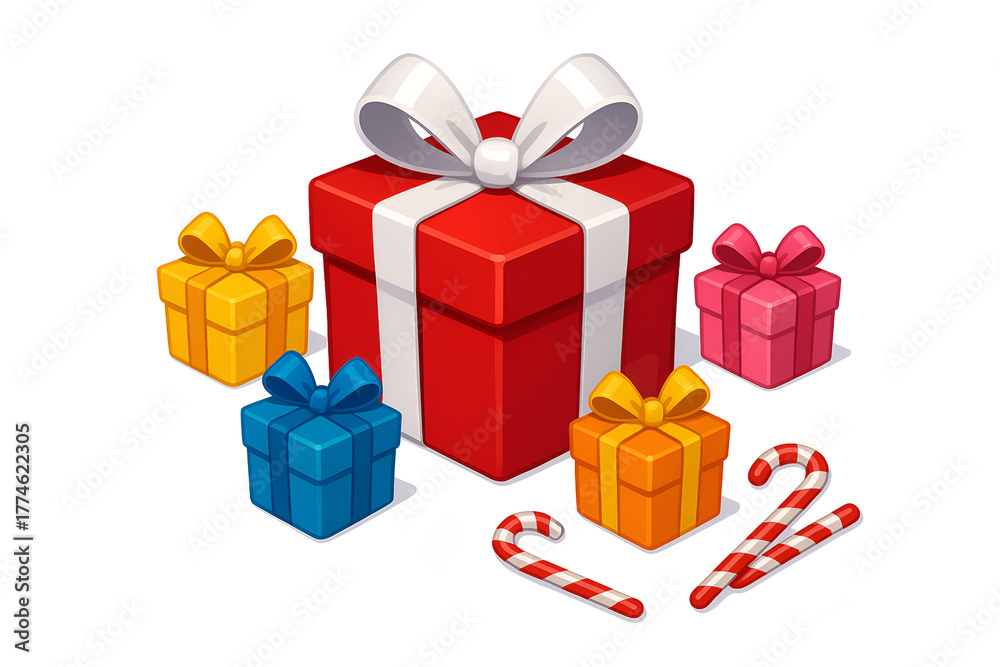 Fototapeta premium Christmas Gift Boxes with Candy Canes