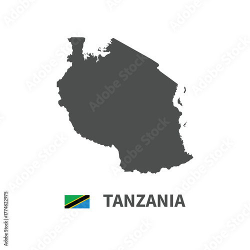 Tanzania map flag illustration on white background