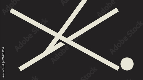 An abstract illustration featuring intersecting lines and a circle on a dark background art concept