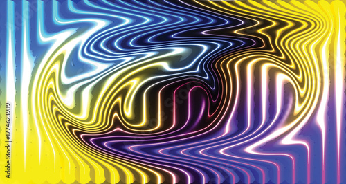 Colorful geometric abstract vector background with wavy lines and retro pattern design