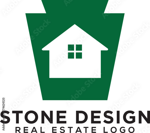 illustration vector graphic logo designs. cornerstone properties, brick building, foundation, point of view