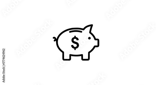 Small coin bank cash black white icon 