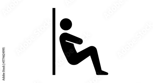 Man resting wall black white icon 